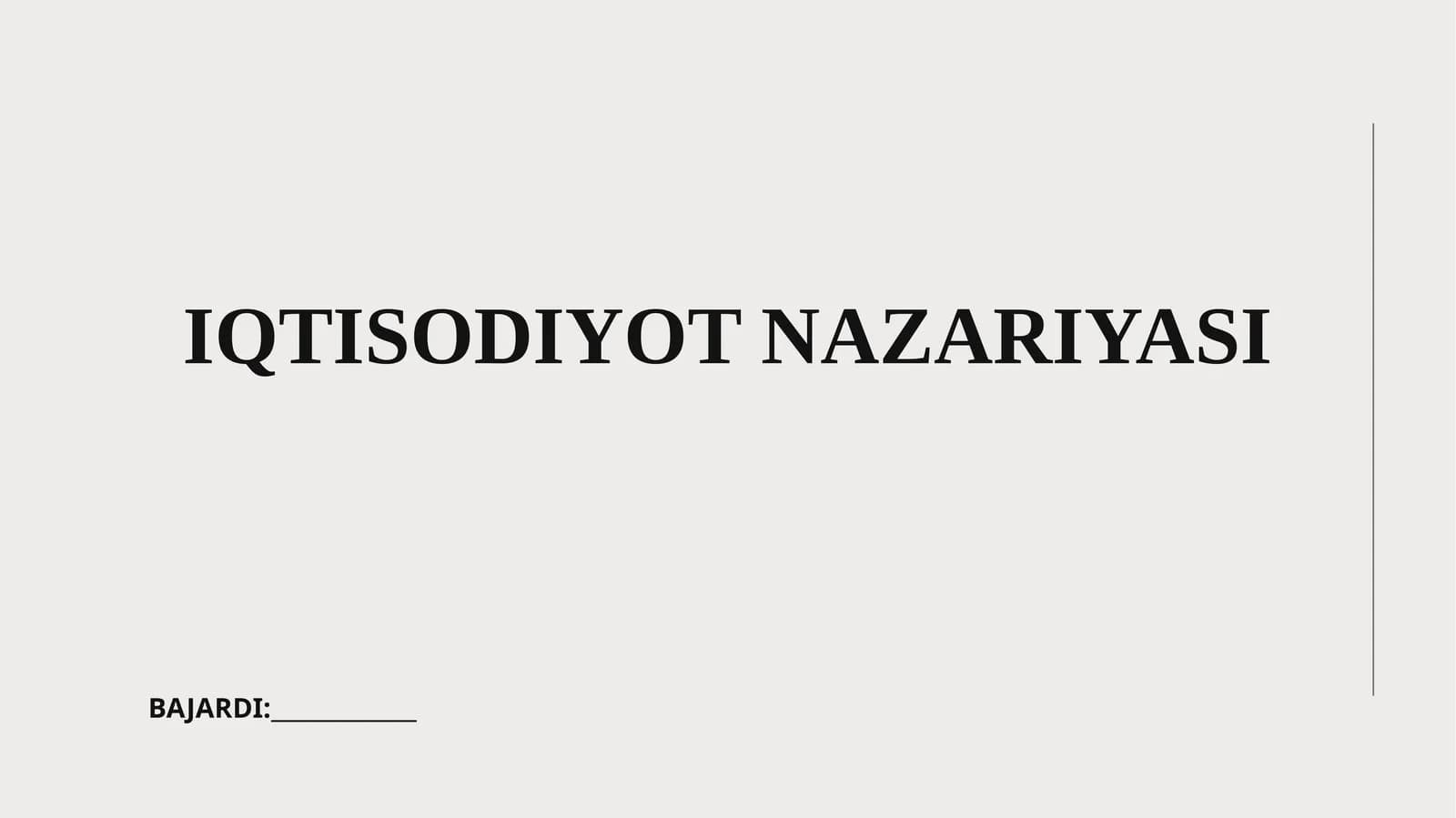 IQTISODIYOT NAZARIYASI