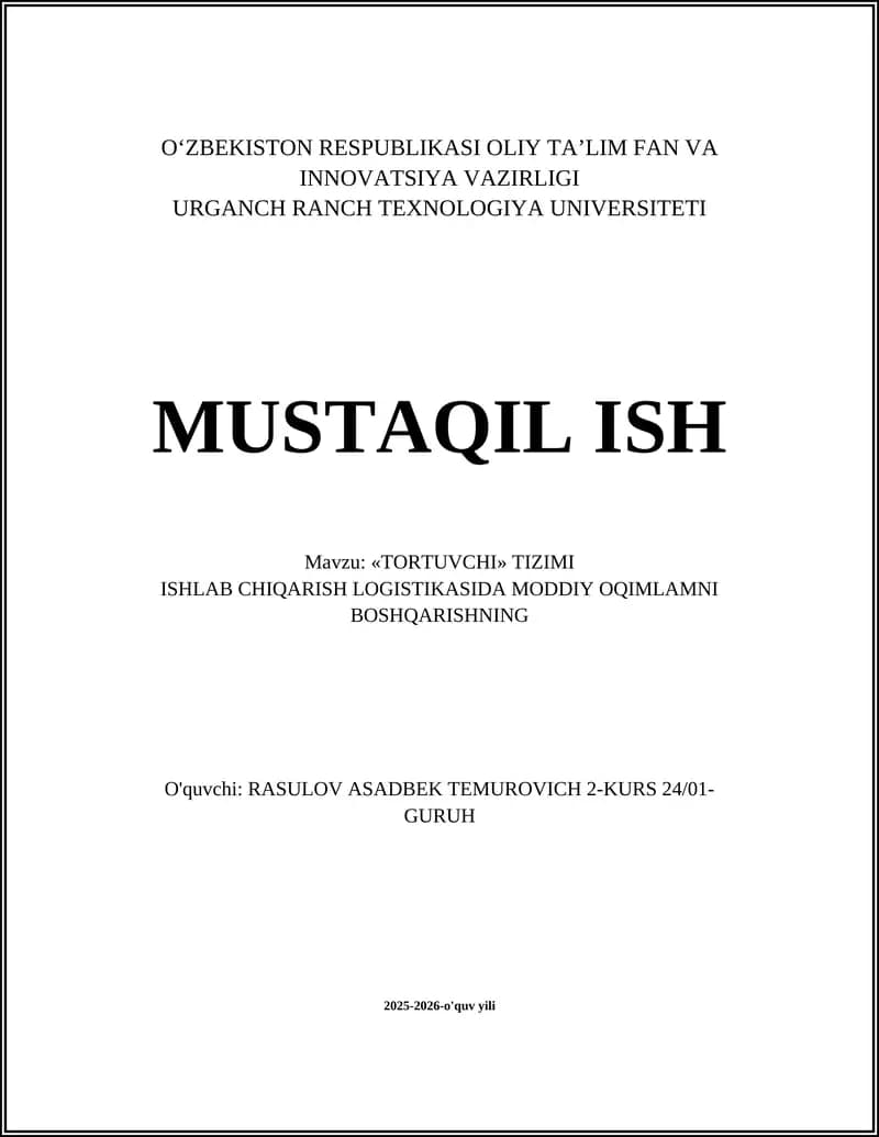 «TORTUVCHI» TIZIMI