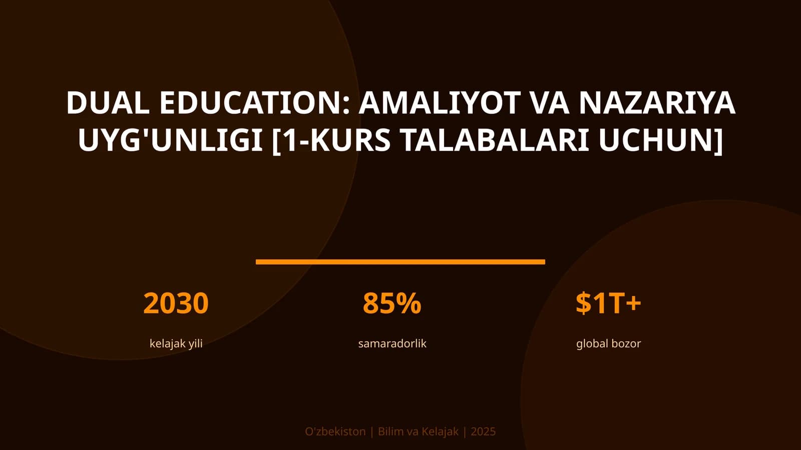 Dual education: amaliyot va nazariya uyg'unligi [1-kurs talabalari uchun]