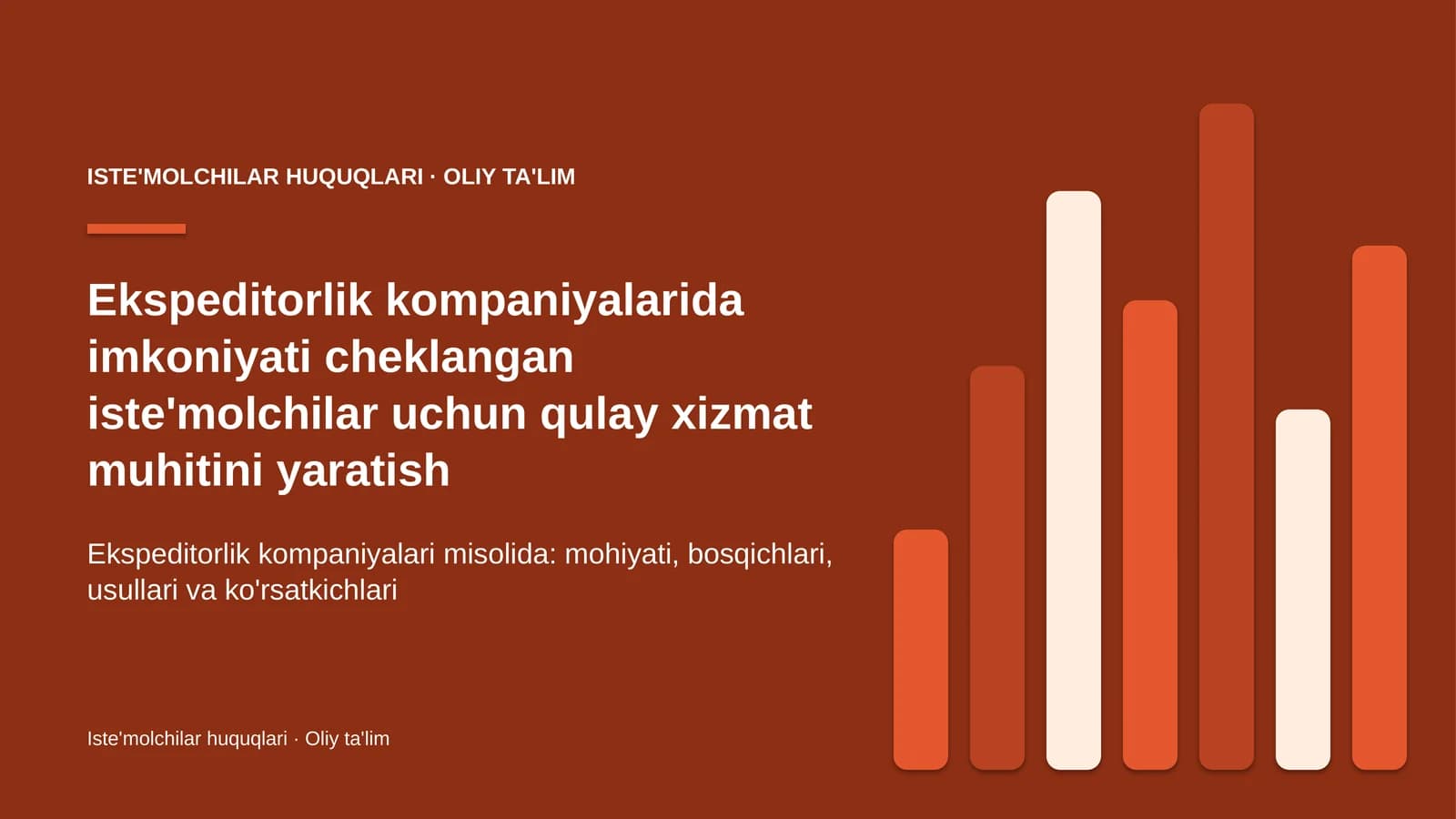 Ekspeditorlik kompaniyalarida imkoniyati cheklangan iste'molchilar uchun qulay xizmat muhitini yaratish