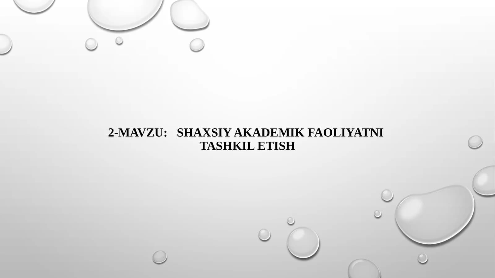 Shaxsiyakademik faoliyatni tashkilotish
