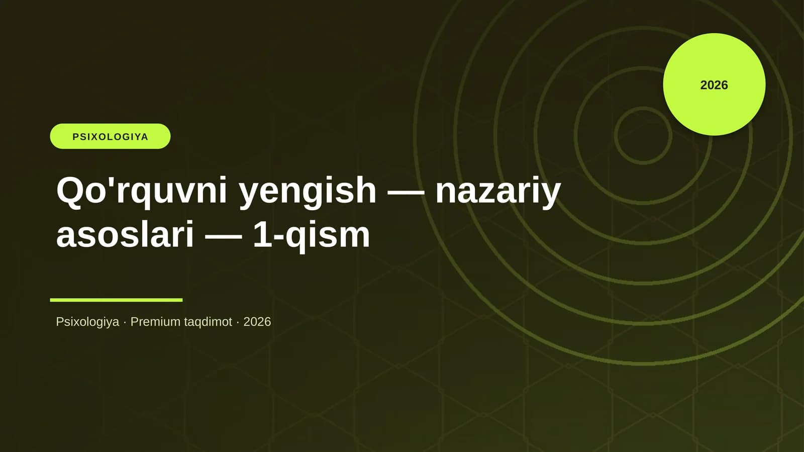 Qo'rquvni yengish — nazariy asoslari — 1-qism