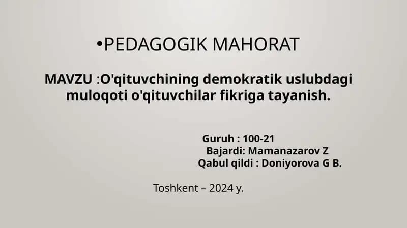 PEDAGOGIK MAHORAT