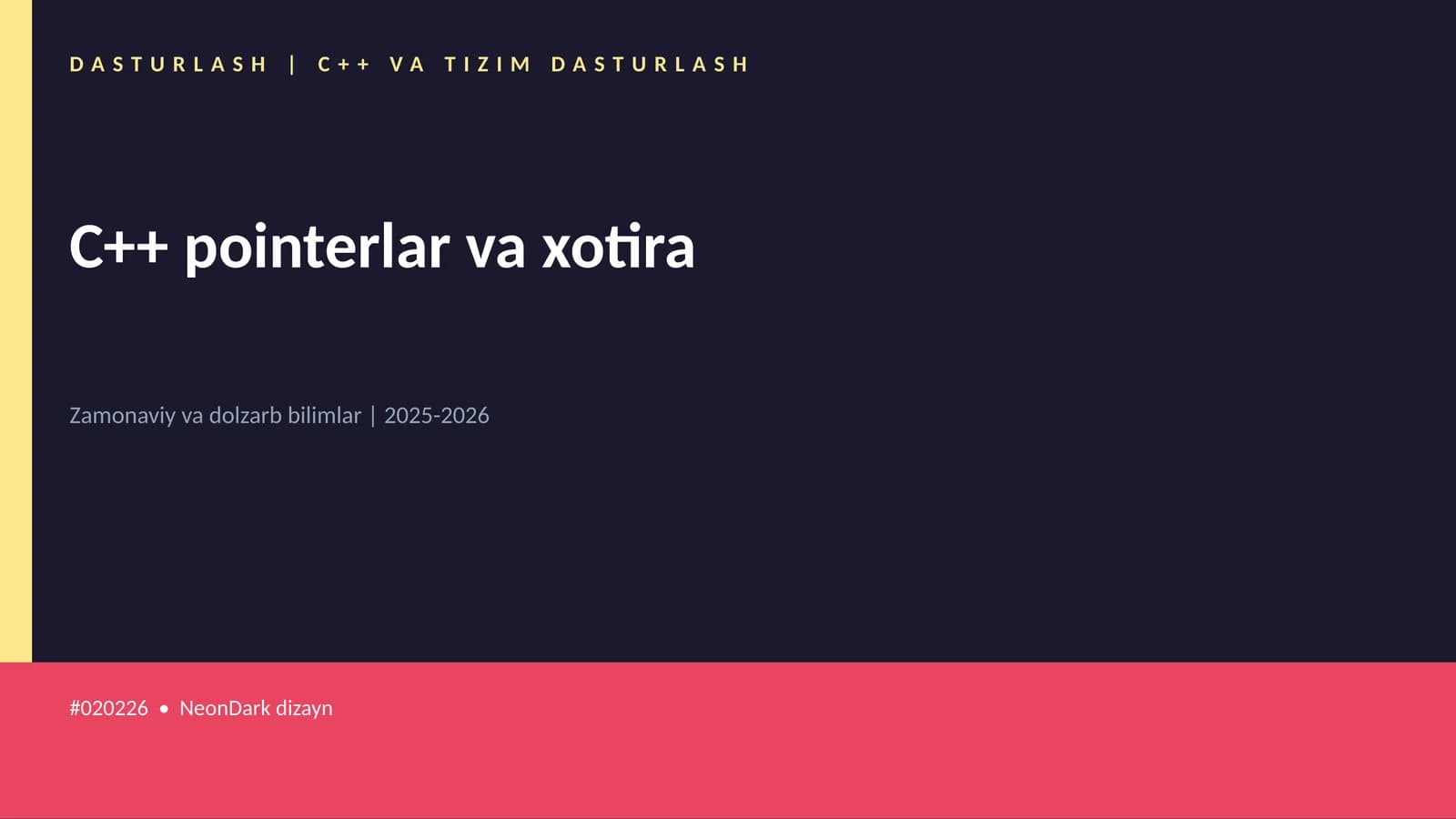 C++ VA TIZIM DASTURLASH