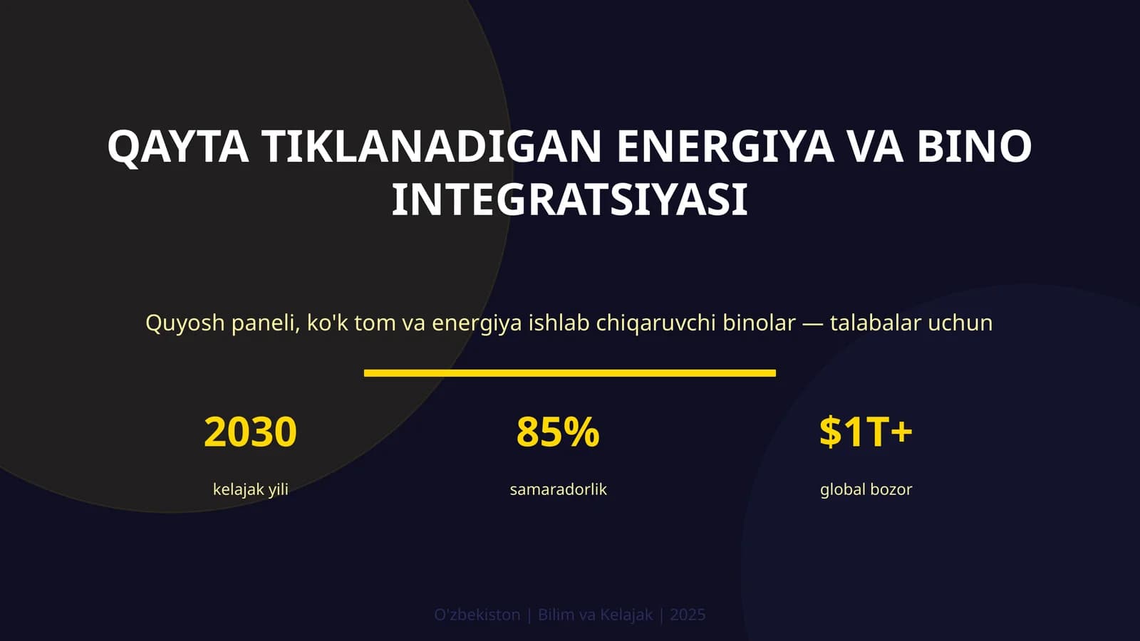 QAYTA TIKLANADIGAN ENERGIYA VA BINO INTEGRATSIYASI