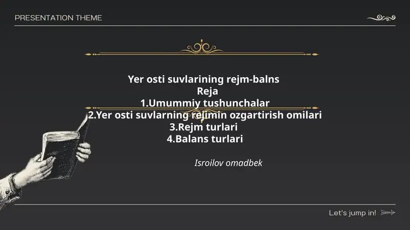 Yer osti suvlarining rejm-balns