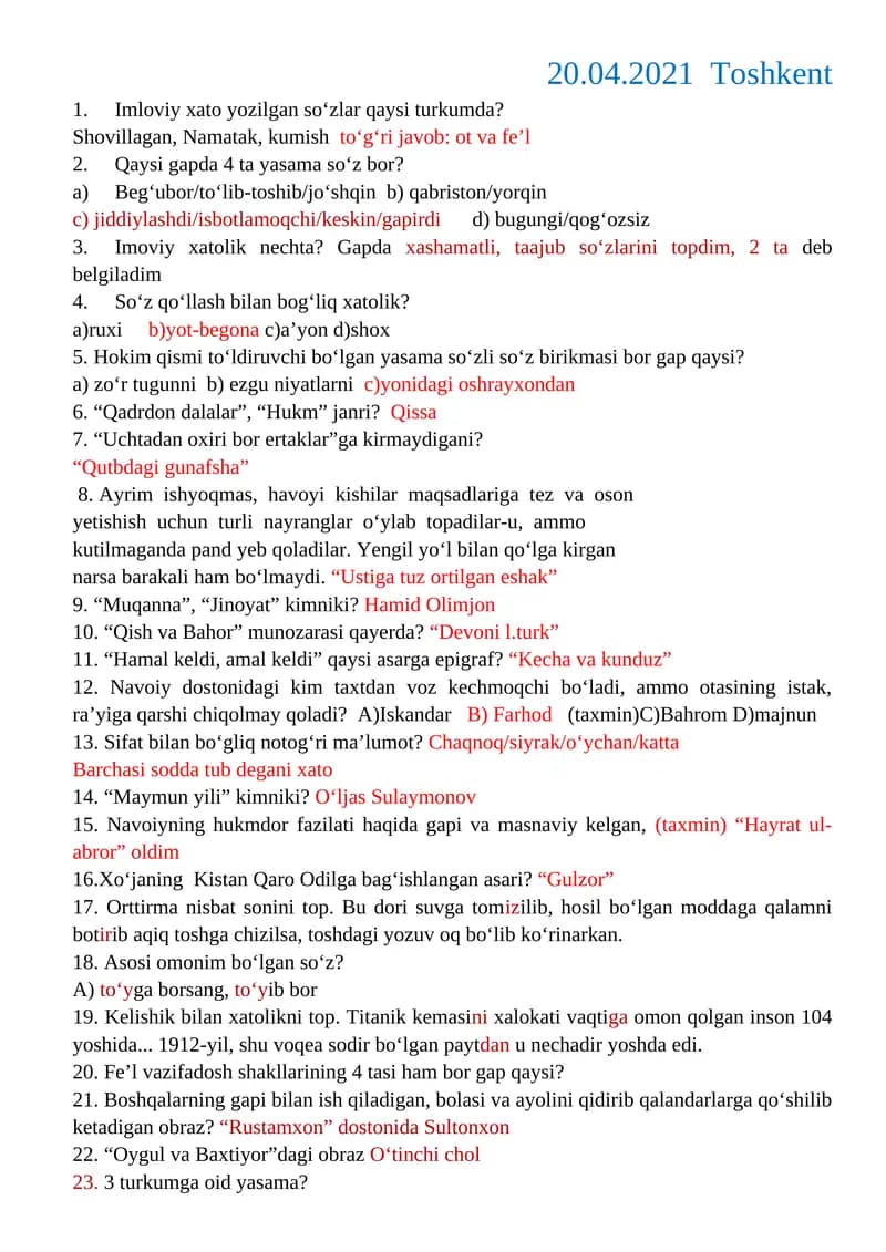 Imloviy xato yozilgan so‘zlar qaysi turkumda?