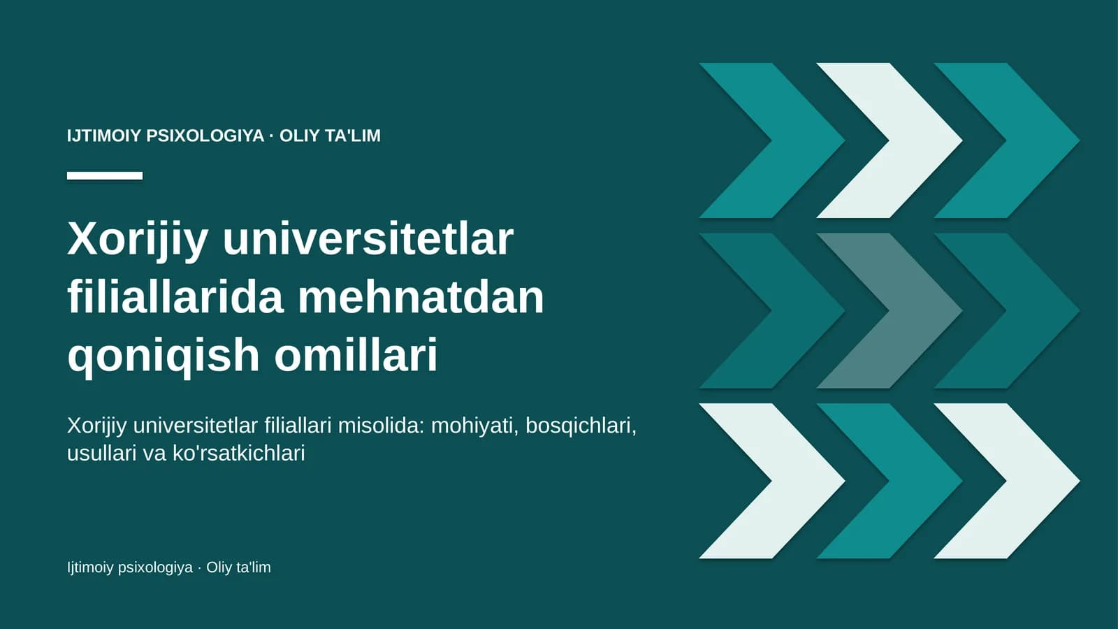 Xorijiy universitetlar filiallarida mehnatdan qoniqish omillari