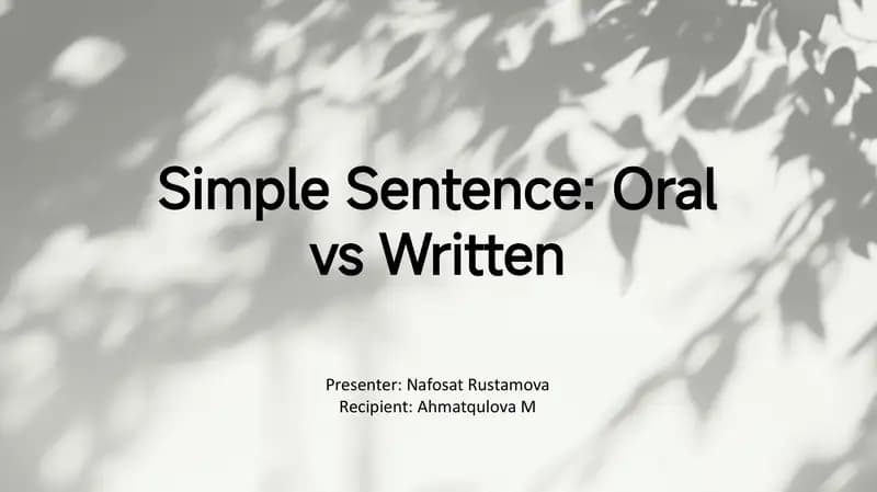 Foundations of Simple Sentences