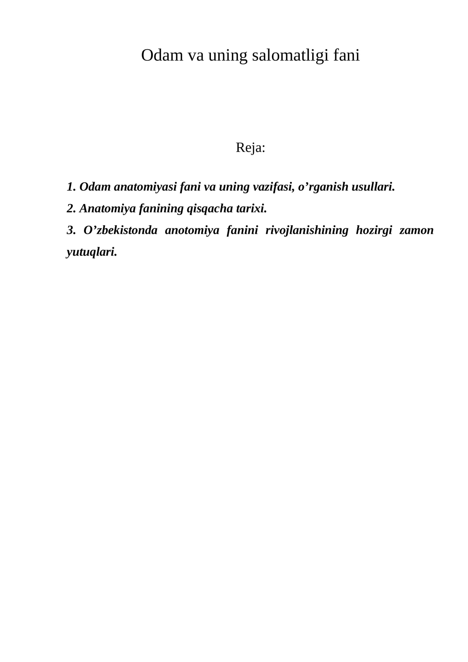 Odamlar anatomiyasi fanining asosiy omillari