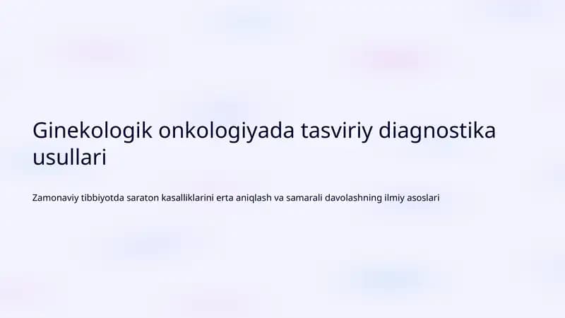 Ginekologik onkologiyada tasviriy diagnostika usullari