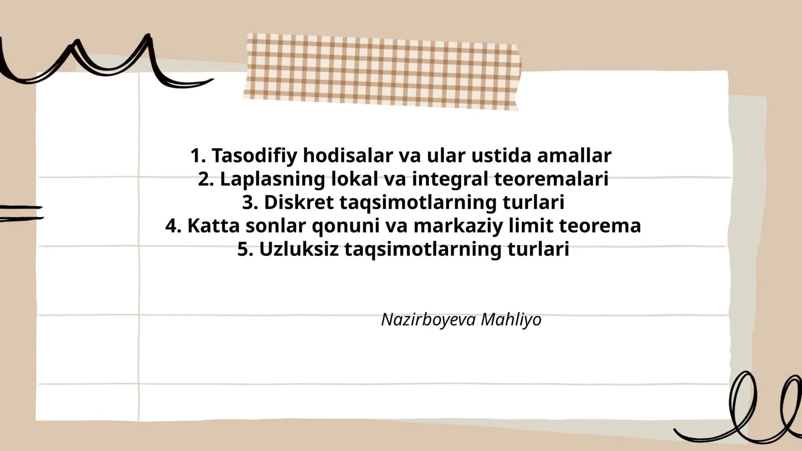Tasodifiy hodisalar va ular ustida amallar
