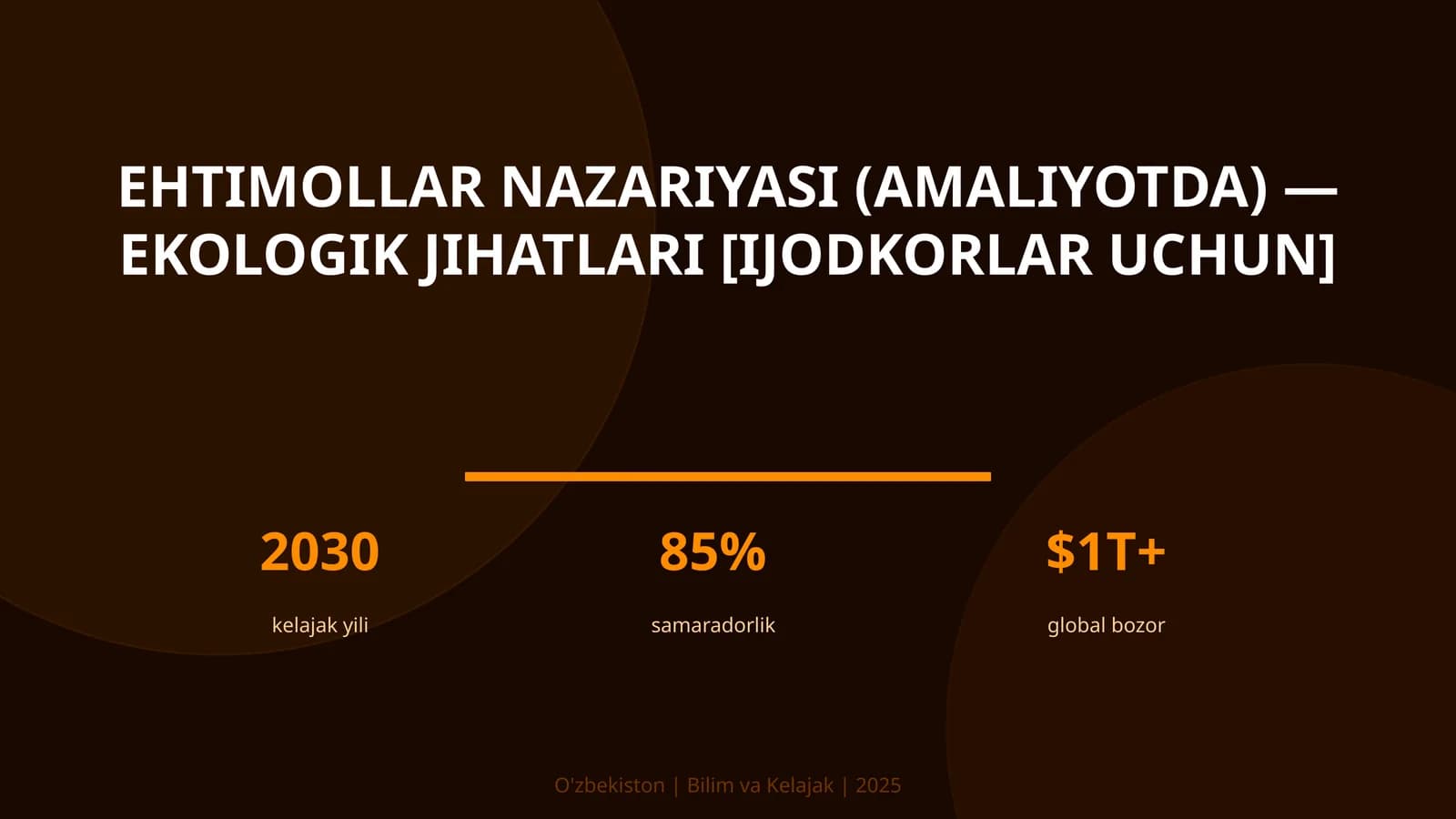 Ehtimollar Nazariyasi (Amaliyotda) - Ekologik Jihatlari [Ijodkorlar uchun]