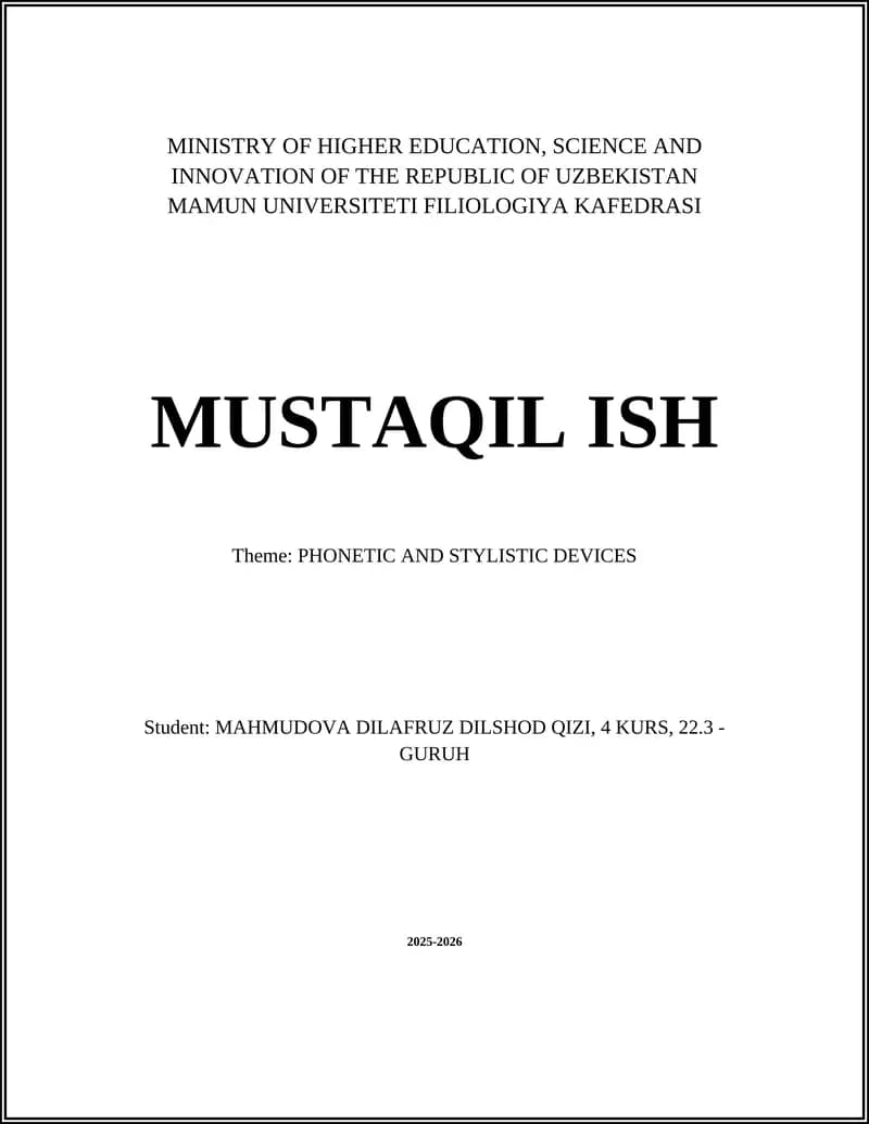 PHONETIC AND STYLISTIC DEVICES
