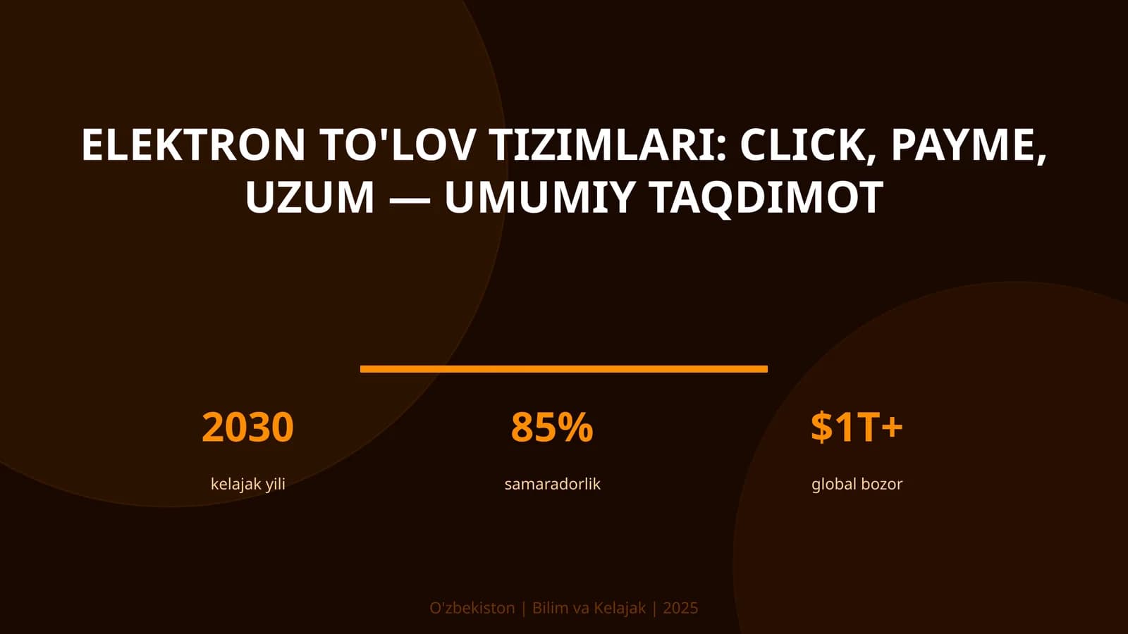 Elektron to'lov tizimlari: Click, Payme, Uzum — umumiy taqdimot