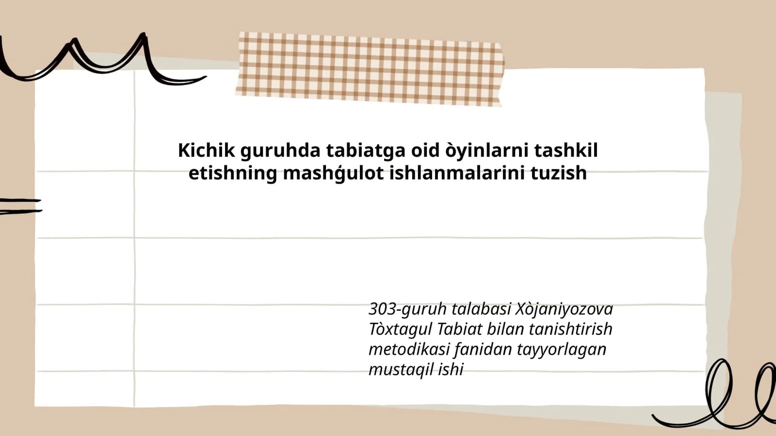 Xòjaniyozova Tòxtagul Tabiat bilan tanishtirish metodikasi