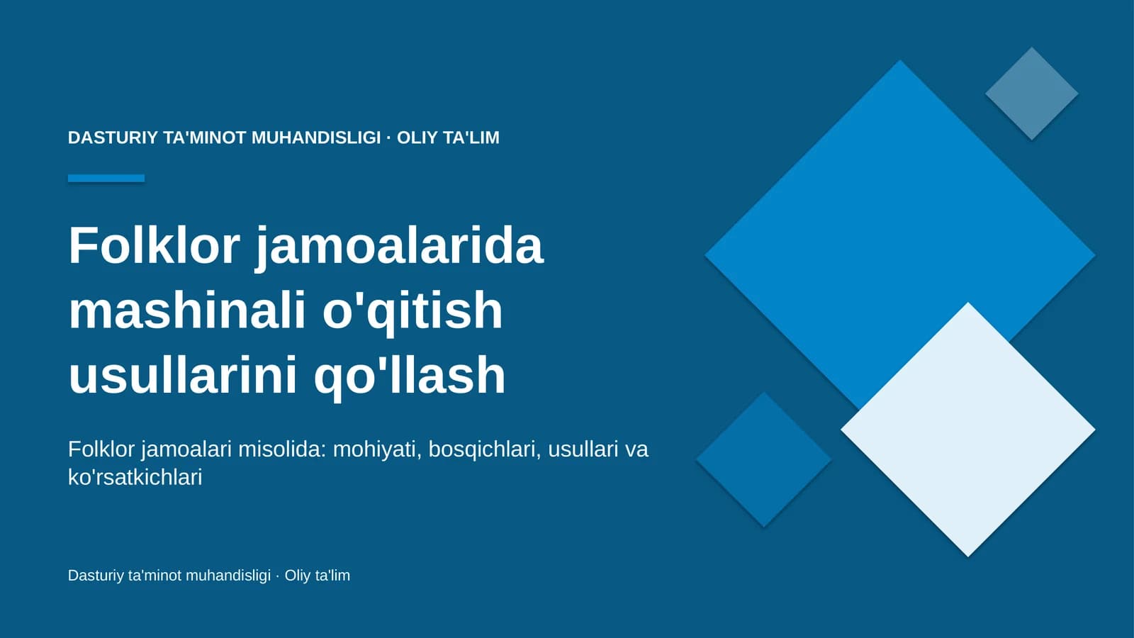 folklor jamoalarida mashinali o'qitish usullarini qo'llash 4392