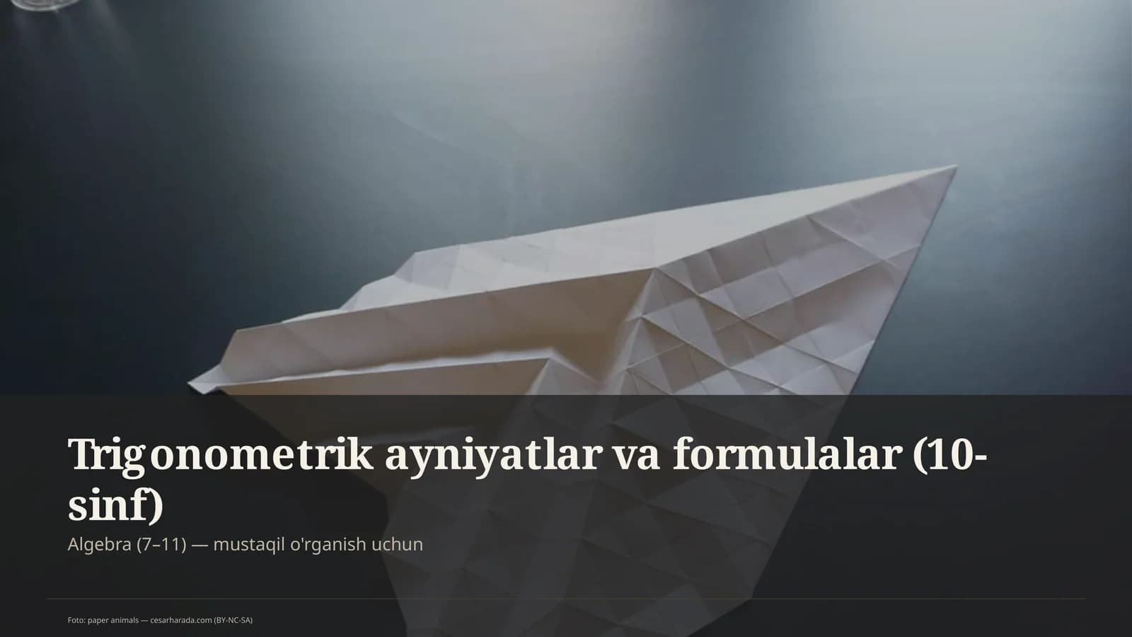 Trigonometrik ayniyatlar va formulalar (10-sinf)