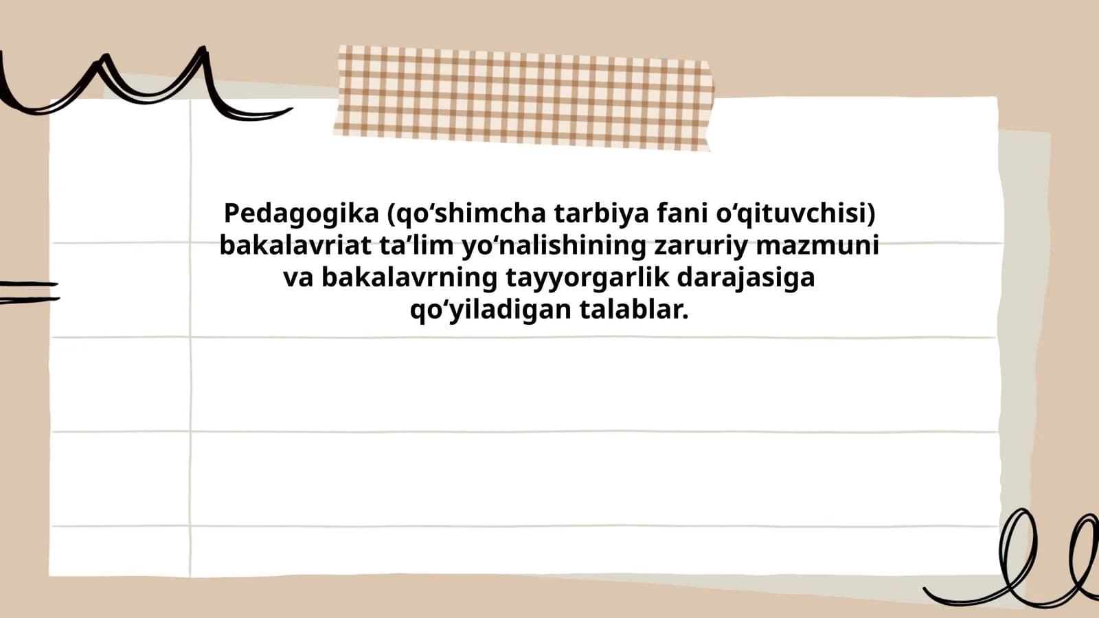 Pedagogika (qo‘shimcha tarbiya fani o‘qituvchisi)
