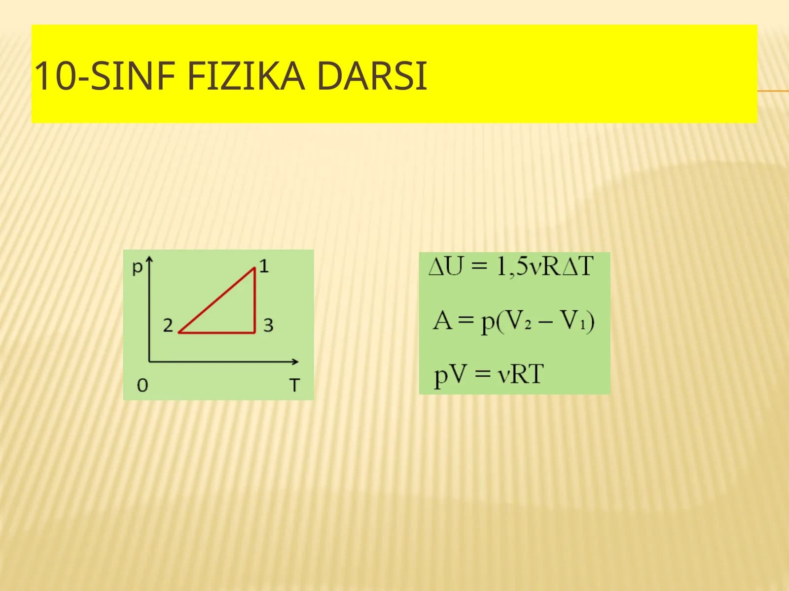 Fizika - Ichki energiya va gazning ishi masalalari (10-sinf)