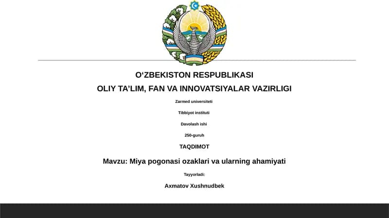 Miya pogonasi ozaklari va ularning ahamiyati