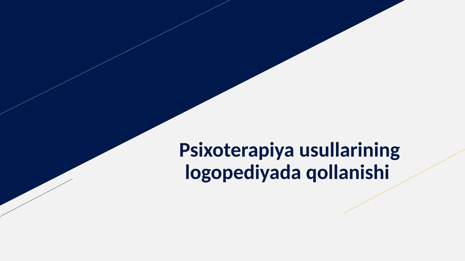 Psixoterapiya usullarining logopediyada qollanishi