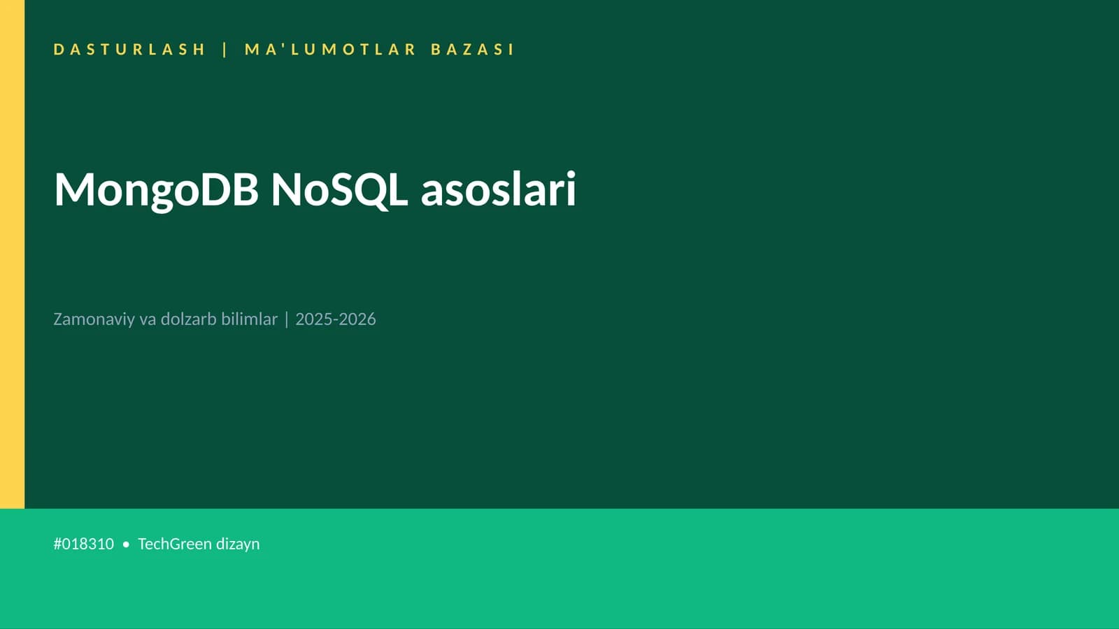 MongoDB NoSQL asoslari