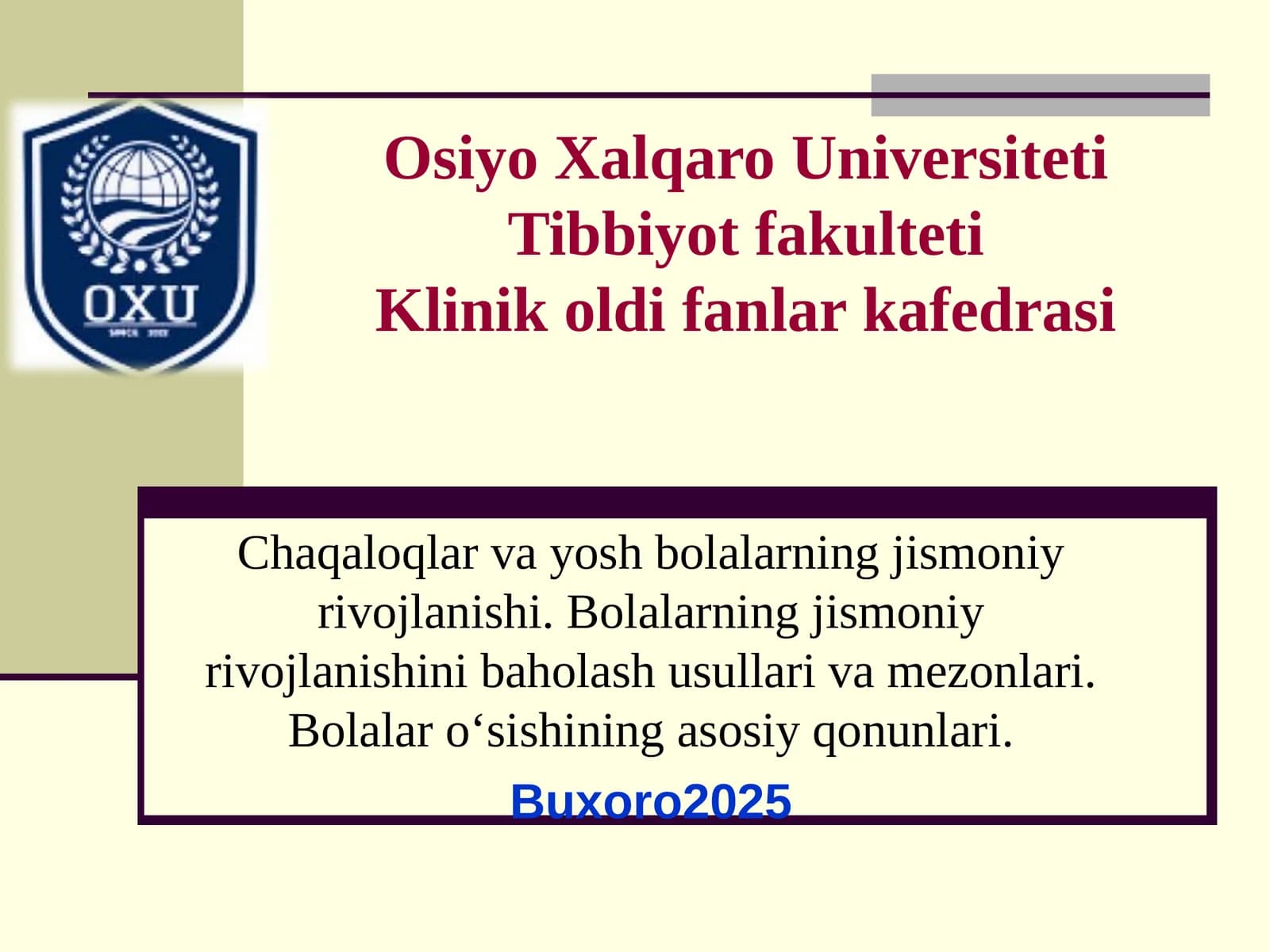 Bolalar va Yosh Bolalarning Jismoniy Rivojlanishi