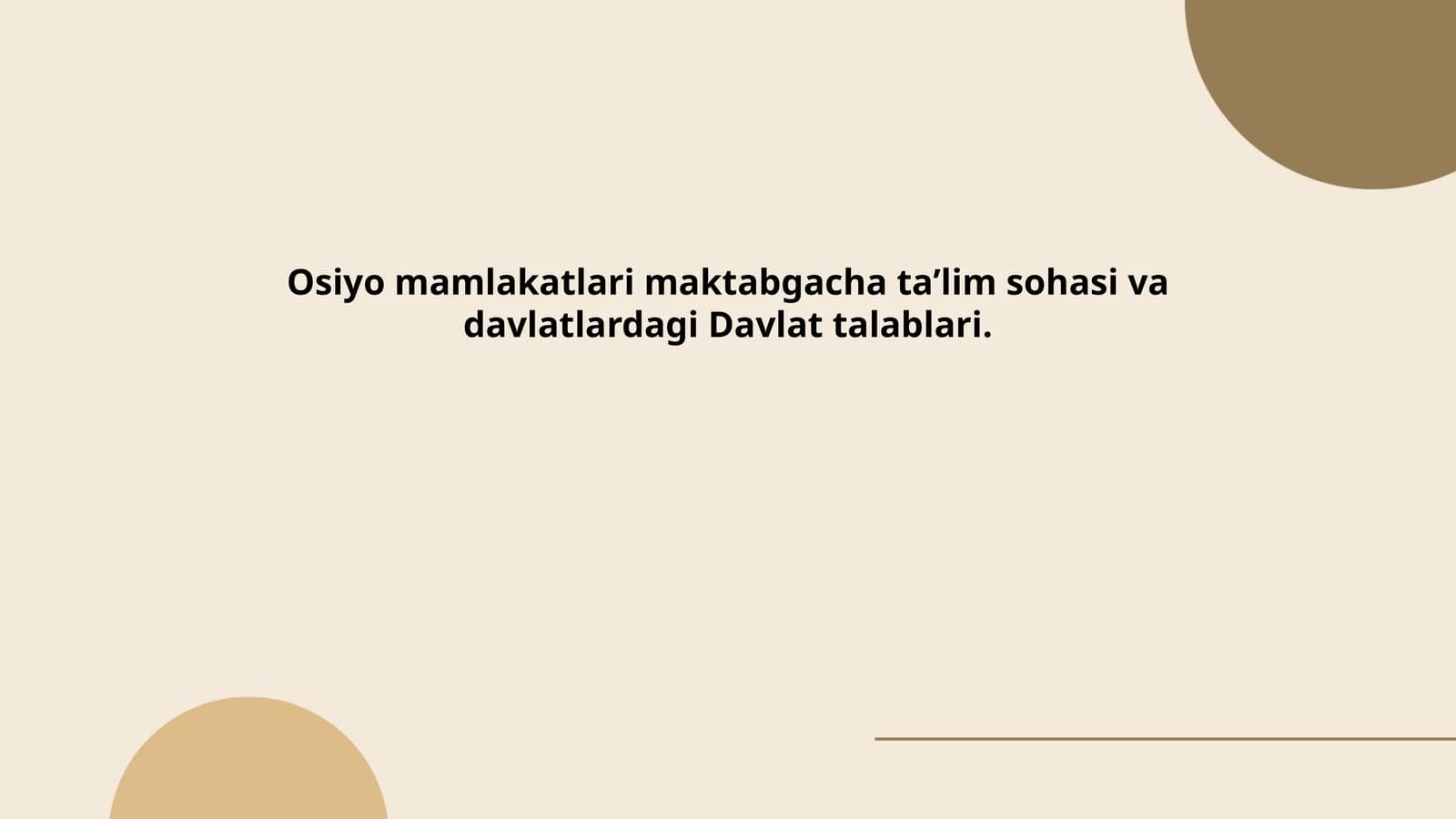 Osiyo mamlakatlari maktabgacha ta’lim standartlari
