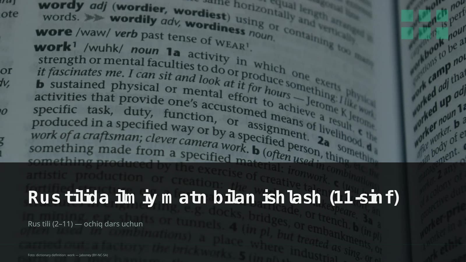 Rus tilida ilmiy matn bilan ishlash (11-sinf)