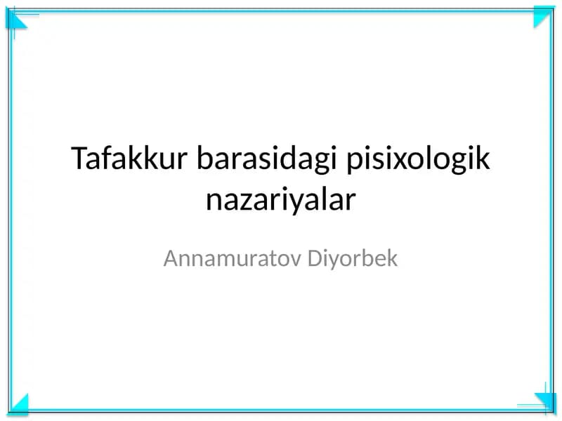 Tafakkur barasidagi pisixologik nazariyalar