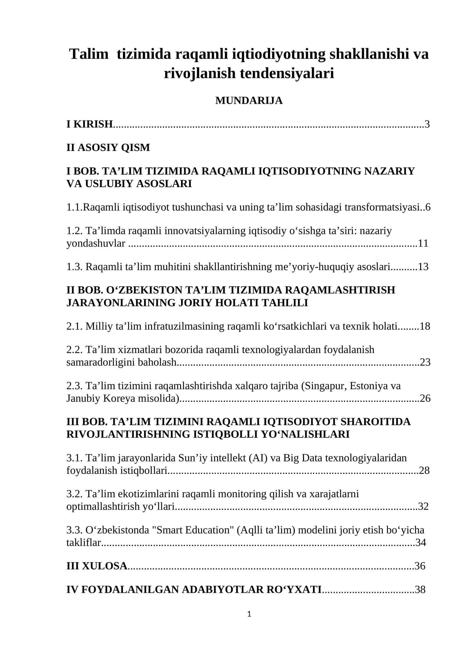 Talim tizimida raqamli iqtiodiyotning shakllanishi va rivojlanish tendensiyalari