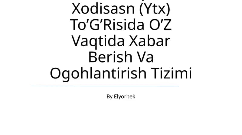 Yo’L-Transport Xodisasn (YTX) To’G’Risida O’Z Vaqtida Xabar Berish Va Ogohlantirish Tizimi