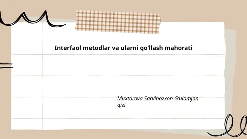 Interfaol metodlar va ularni qoʻllash mahorati