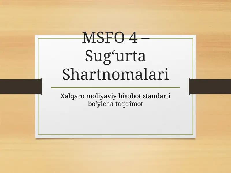 Sug‘urta Shartnomalari