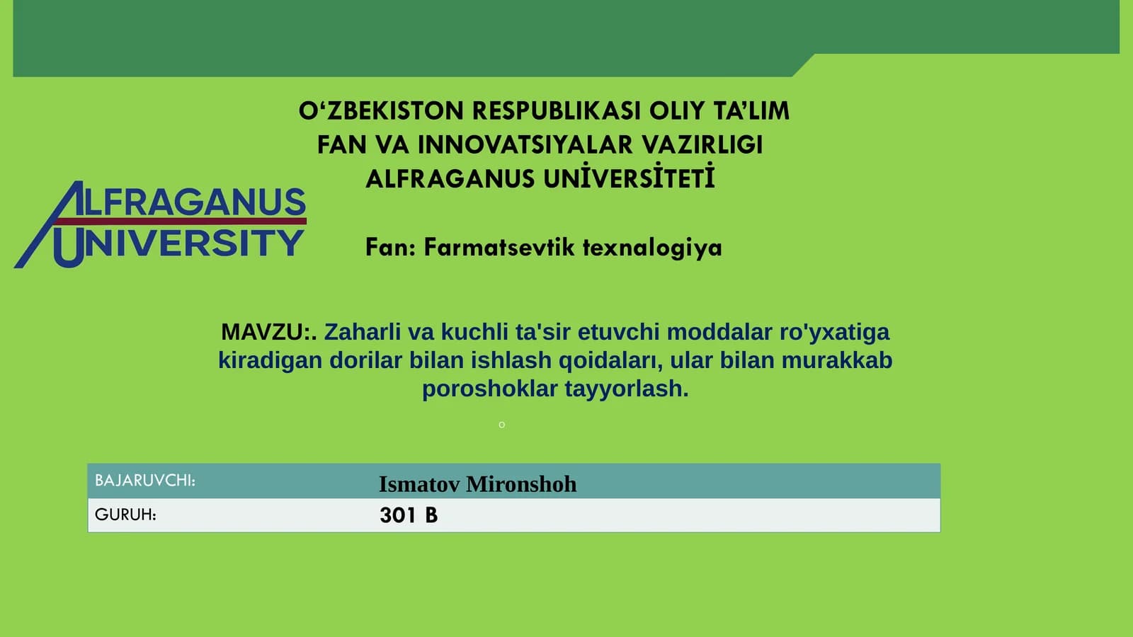 Zaharli va kuchli ta'sir etuvchi moddalar ro'yxati