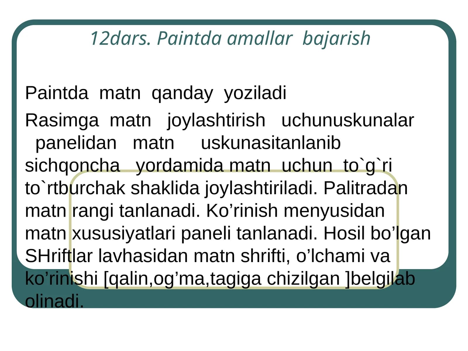 Paintda amallar bajarish