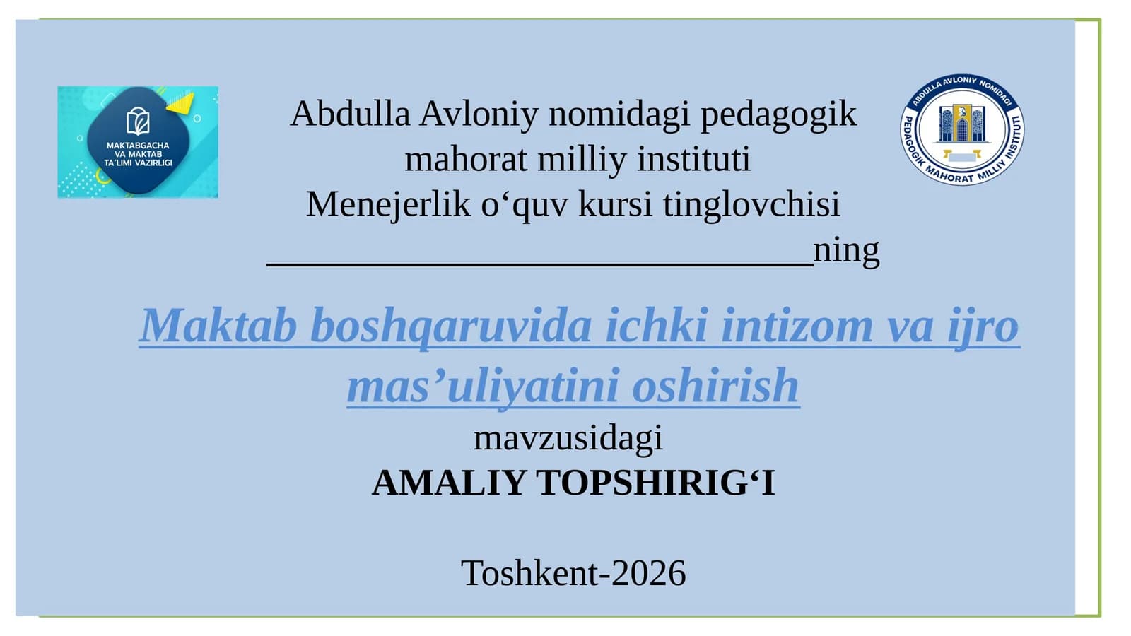 AMALIY TOPSHIRIQI