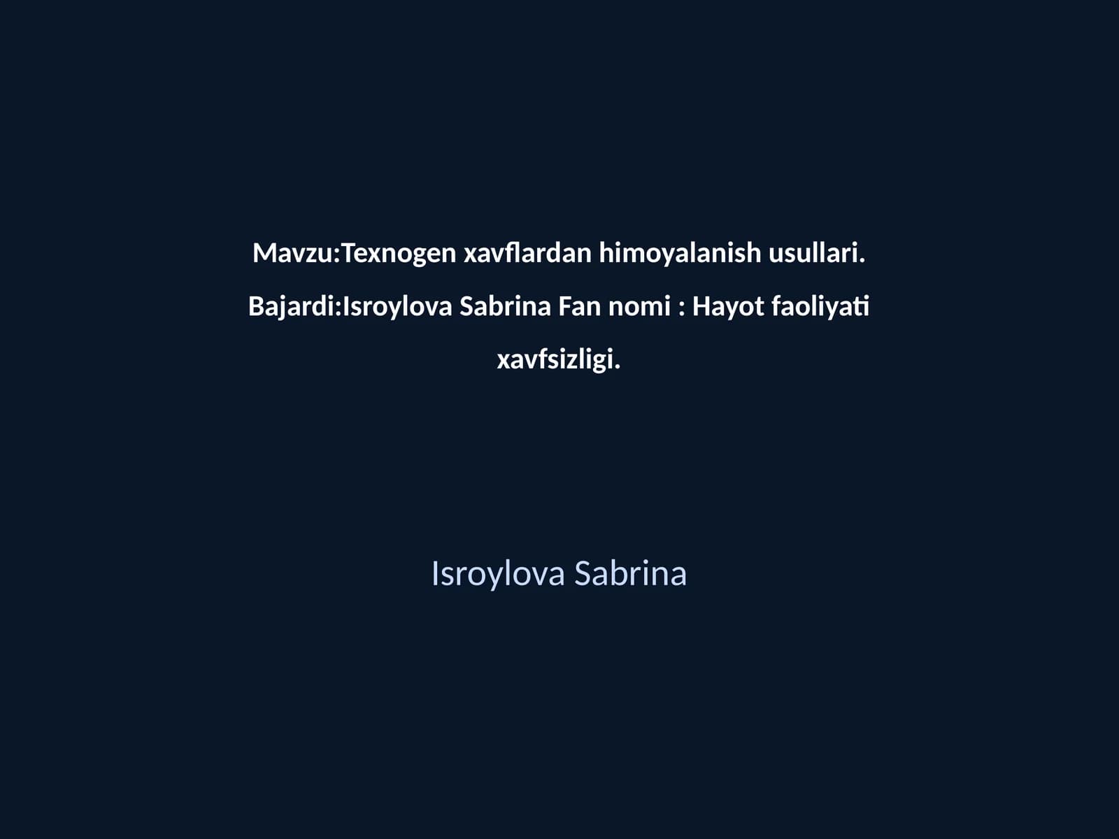 Texnogen xavflardan himoyalanish usullari
