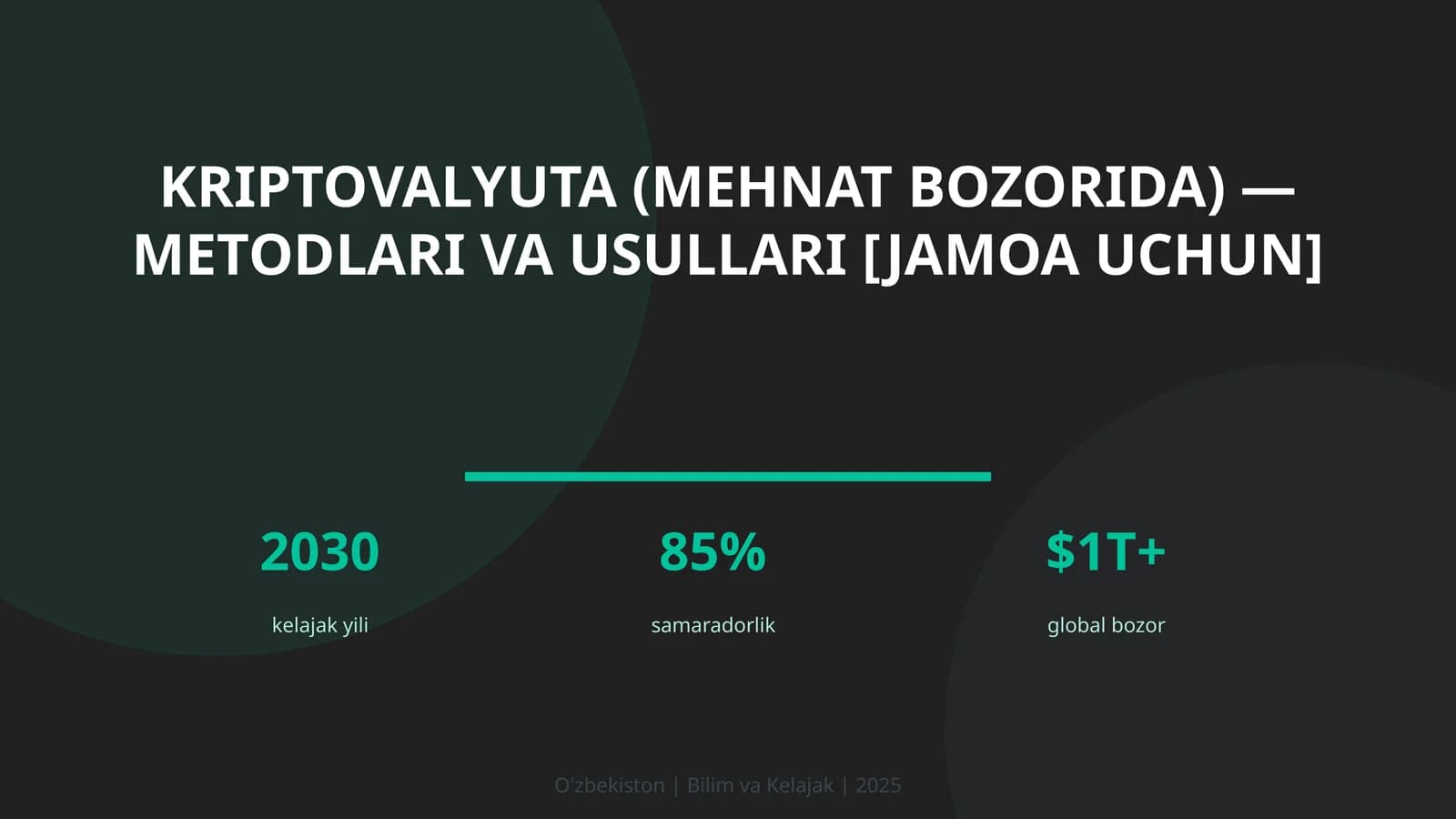 Kriptovalyuta (mehnat bozorida) — metodlari va usullari [jamoa uchun]