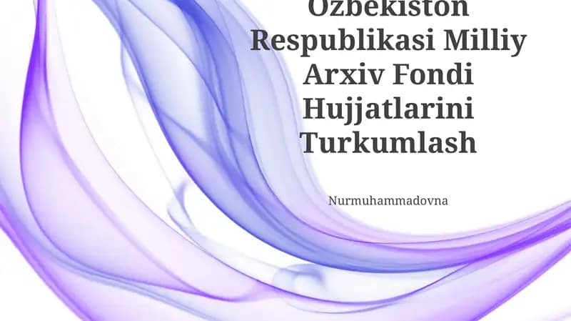 Ózbekiston Respublikasi Milliy Arxiv Fondi Hujjatlarini Turkumlash