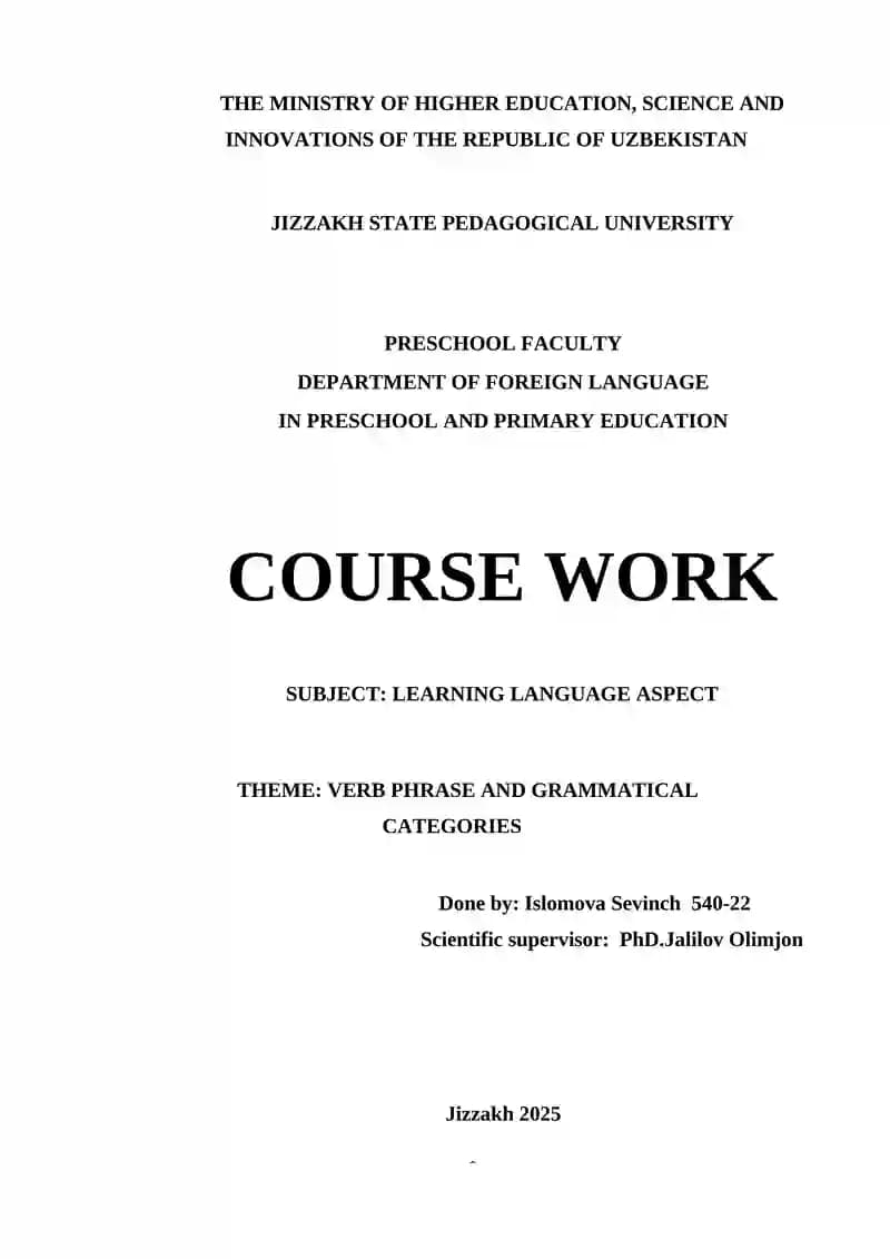 Course Work on Learning Language Aspect