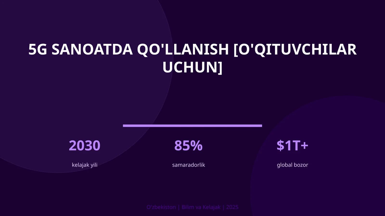 5G sanoatda qo'llanish [o'qituvchilar uchun]