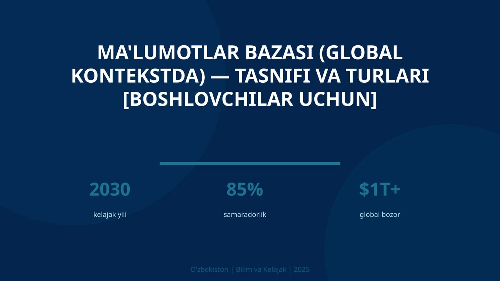 MA'LUMOTLAR BAZASI (GLOBAL KONTEKSTDA) — TASNIFI VA TURLARI [BOSHLOVCHILAR UCHUN]