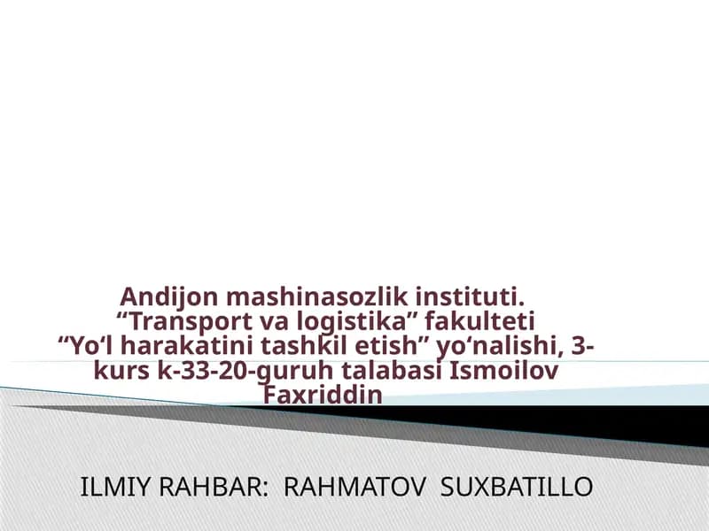 Haydovchilarning tajribasini yo'ldagi transport hodisalariga ta'qilishinga o'rganish