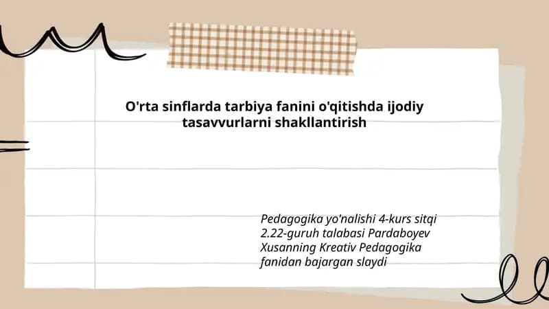 Pardaboyev Xusanning Kreativ Pedagogika fanidan bajargan slayd