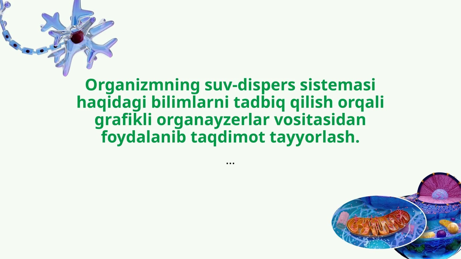 Organizmning suv-dispers sistemasi haqida