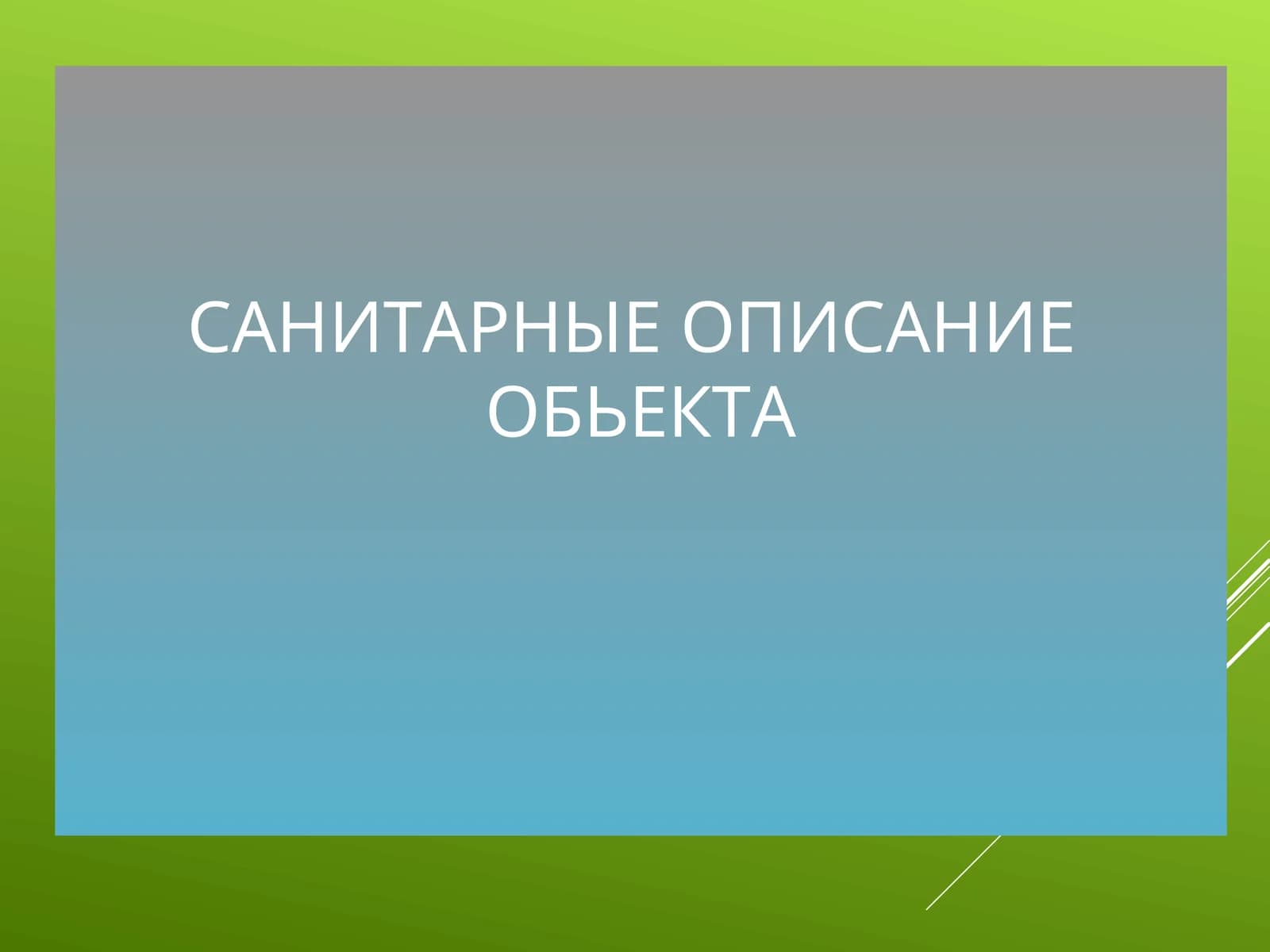 САНИТАРНЫЕ ОПИСАНИЕ ОБЬЕКТА