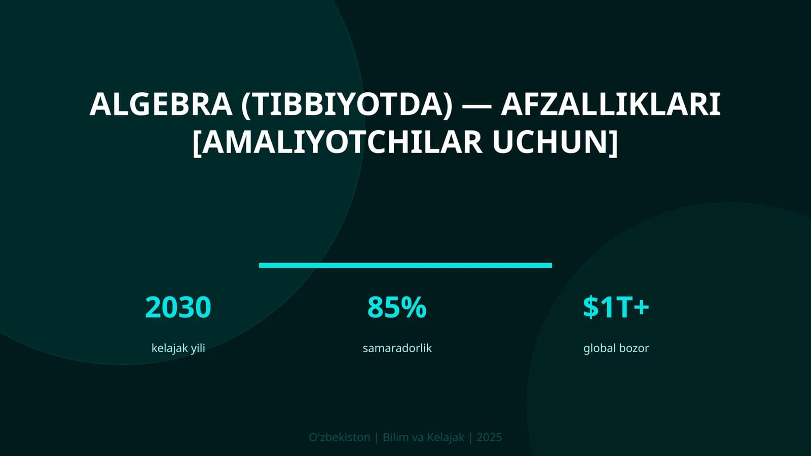 Algebra (tibbiyotda) — afzalliklari [amaliyotchilar uchun]