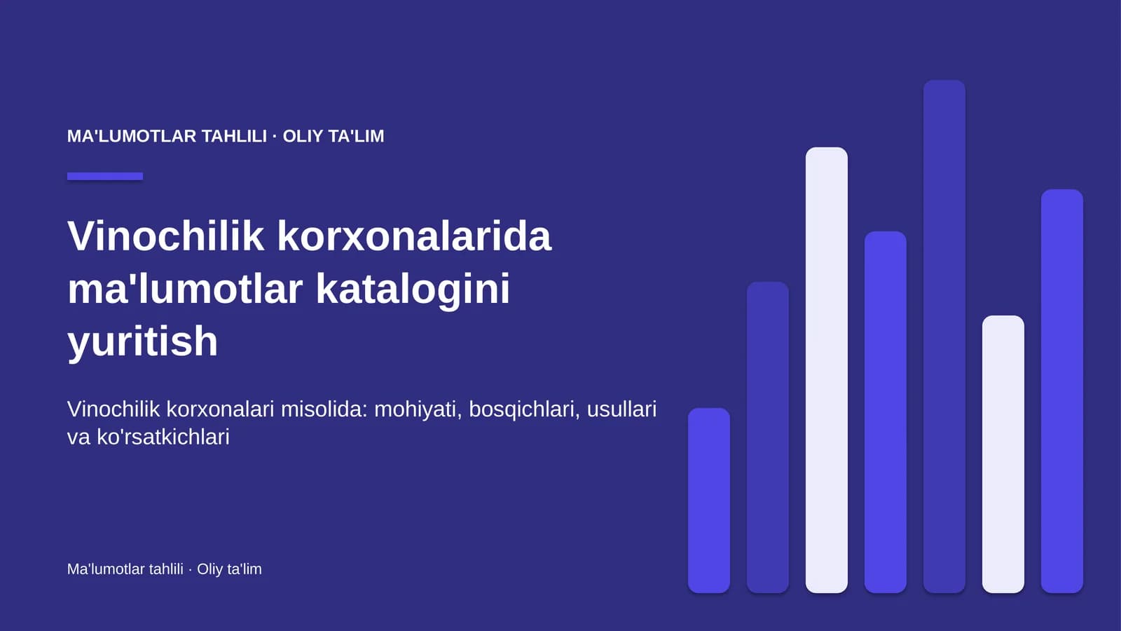 Vinochilik korxonalarida ma'lumotlar katalogini yuritish